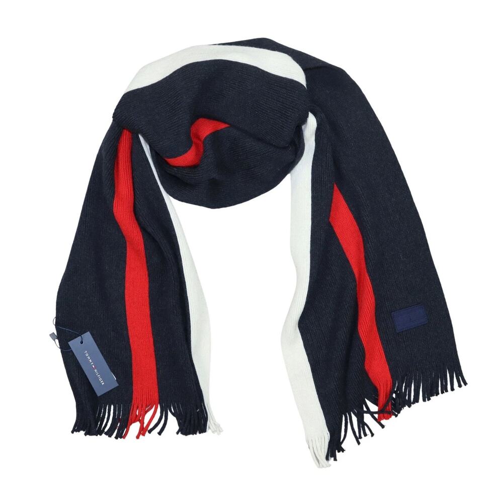 Tommy Hilfiger Striped Men's Winter Fringe Scarf One Size Desert Sky Multi NWT